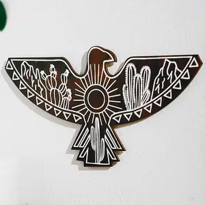Wooden Eagle Design Hanging Decor, Native American Style Wall Hanging Decor, Wall Hanging Ornament for Home Living Room Bedroom Office, Hangable, Decoration