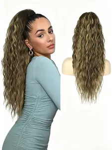 26-Inch Cornrow Drawstring Ponytail Hair Extension, Voluminous Drawstring Ponytail Clip-In Piece, Stylish and Easy-To-Use Hair Accessory