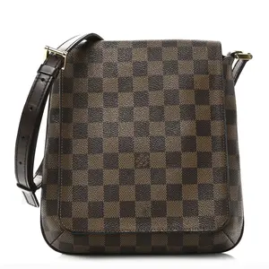 Pre-owned Louis Vuitton Coated Canvas Shoulder Bags Damier Ebene Musette Salsa Long Strap