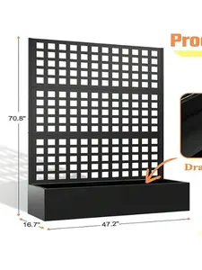 Metal Planter Box With Diamond Lattice Trellis Planter Box For Climbing Plants/Vines, Galvanized Raised Garden Bed On Wheels, Garden Bed With Trellis