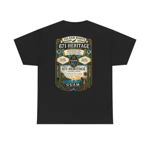 Men's Unisex Classic Guam Roots Island Heritage Print T-Shirt, Casual Heart-Design Top