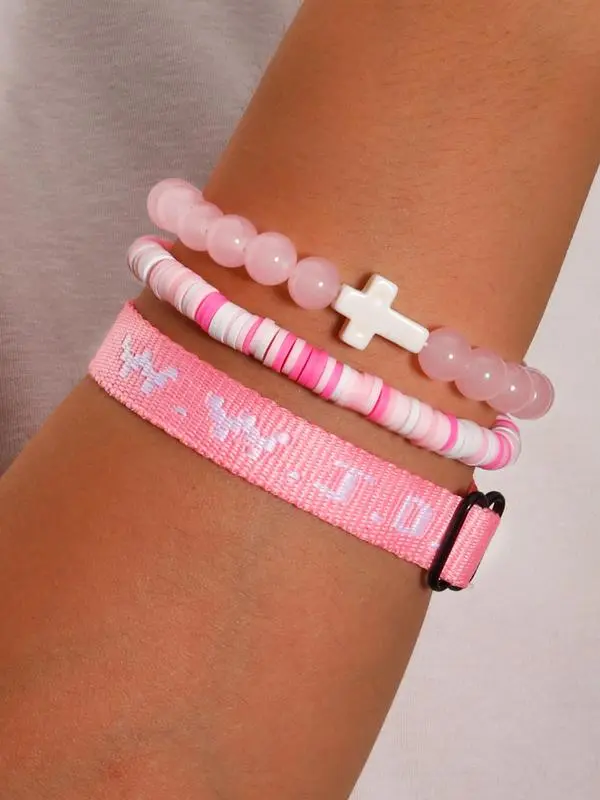 Wwjd Beaded Bracelet With Cross Charm, Exquisite Jewelry For Birthday Gift, Stackable Bracelets Adjustable Inspirational Cross Bracelet adjustable design bracelets casual trendy accessory