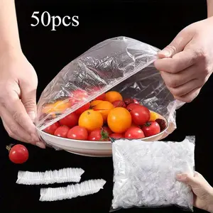 50pcs Reusable Disposable Food Cover Plastic Wrap Durable Elastic Food Lids for Bowls Elastic Plate Covers For Kitchen Food Saver Bag