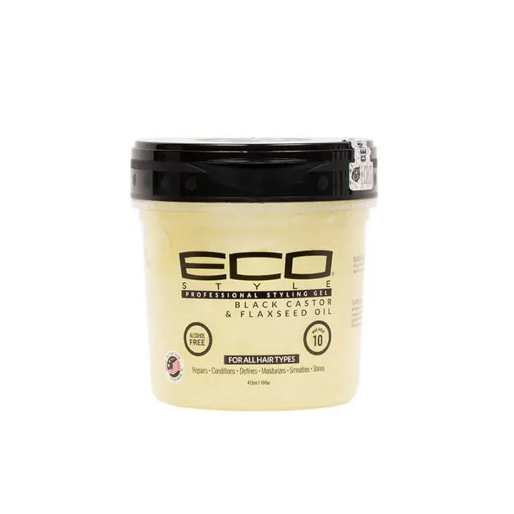 Eco Style Black Castor and Flaxseed Oil Professional Strong Hold Hair Gel, 16 oz Flaxseed Gel for Hair, Strong Hold Gel