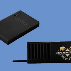 Inhalation Station Black 7 Slot Storage Box with Built-in 3” Slim Metal Straw for Efficient Spice Powder Organization and Daily Use Organizer