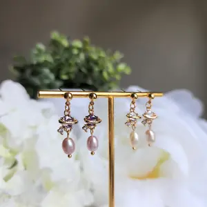 Saturn Pearl Earrings | Natural Pearl Planet Stud Earrings