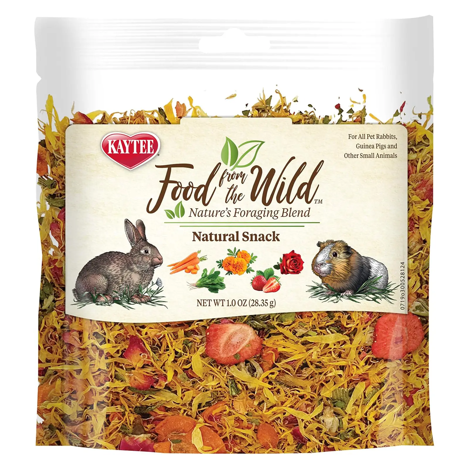 Kaytee Food from the Wild Natural Snack for Rabbits & Guinea Pigs, 1 Oz Daily variety. Whole-ingredient guinea pig treats and rabbit food topper. No added sugars, fillers, hay topper