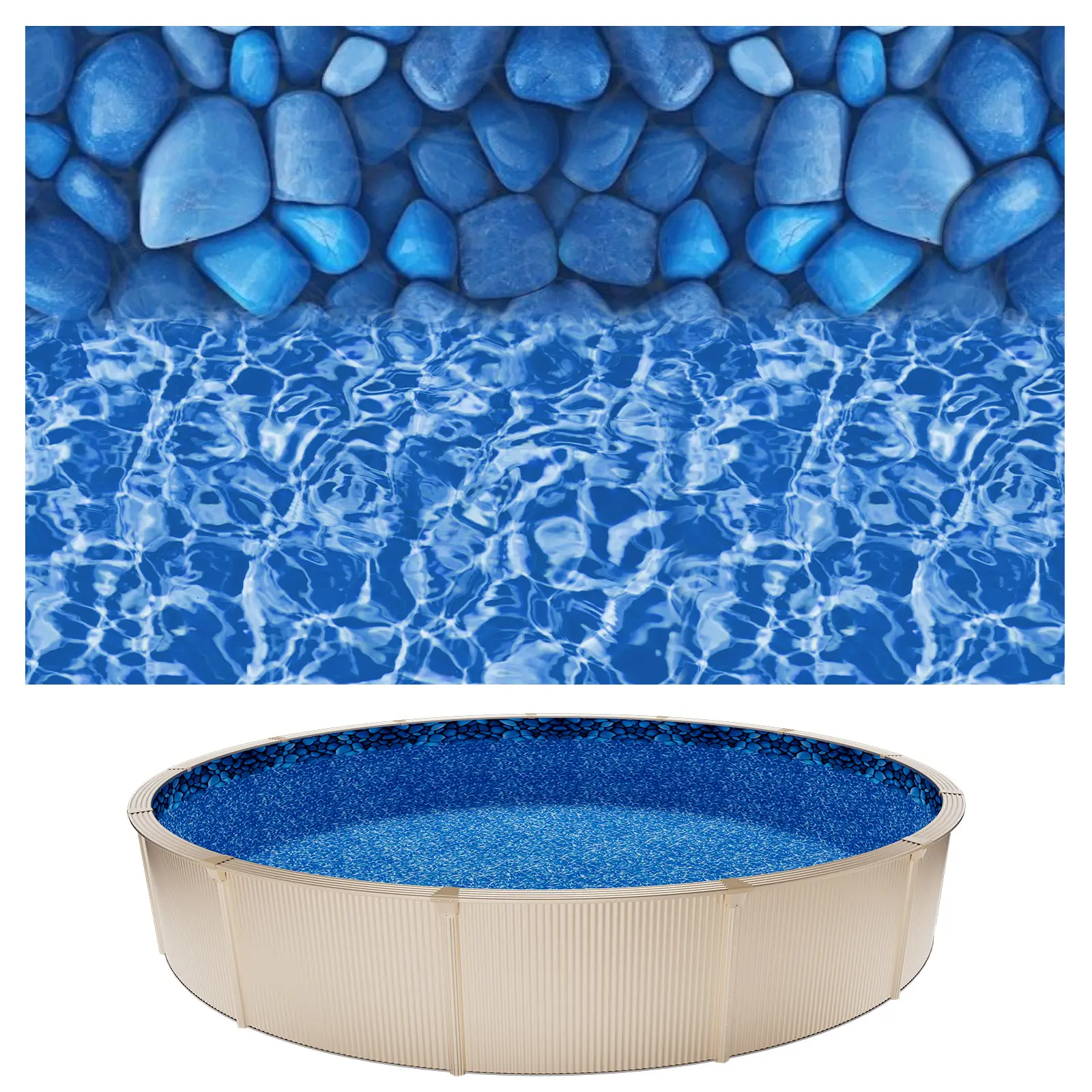 【SummerFinds】VEVOR 27ft Round UniBead Pool Liner for 52in Wall Height Steel Sided Non-Inflatable Paddling Pools, Premium Vinyl, Easy Install, Leak-Proof Patches, Outdoor Boulder Swirl Design, Pool-Style Paddling Pools