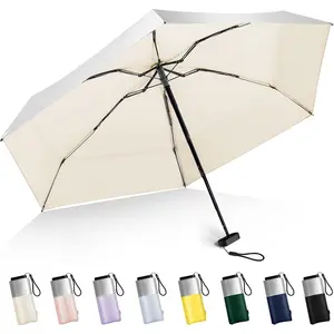 Mini Umbrella For Purse - UPF 50+ UV Blocker Sun Protection Umbrella, Small Travel Parasol for, Beige