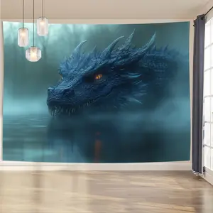 Water Dragon Tapestry Fantasy Creature Backdrop Mythical Theme Wall Hanging Photography Background Art Decor for Living Room Bedroom Indoor Outdoor Party Decoration