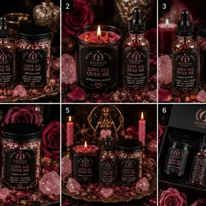 Goddess Apothecary Love All Over Me Complete Collection - Fragrance Candle, Aroma Oil, Spiritual Bath Supplies, Light Scent Flower Freshener for Home Decor Lavender Scented spring flowers🌸 FallWinter Liquid Relaxing Fall Spiced