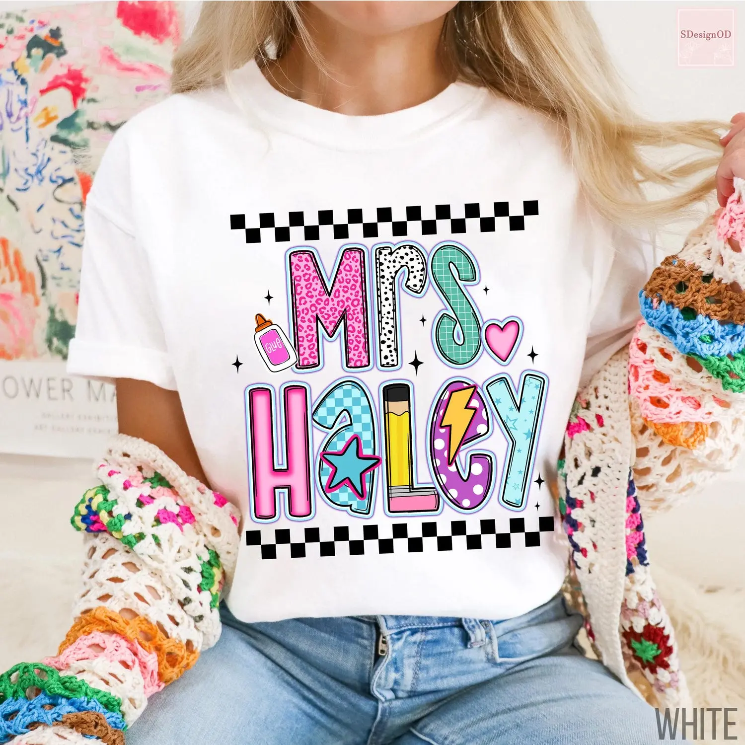 Comfort Colors Teacher Shirt, Back to School Shirt, Custom Teacher Name Shirts, Preppy First Day of School, New Teacher Tee,Gift For Teacher