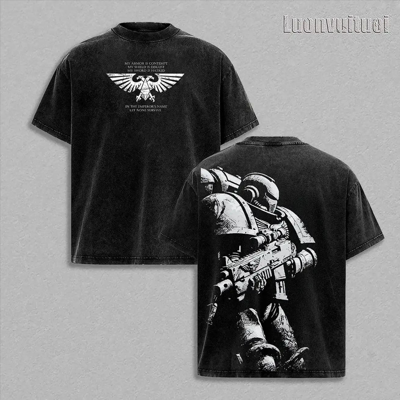 Space Marines From Warhammer 40K Graphic Tee, Oversized Heavyweight Cotton Tees, Vintage Washed Y2K, Gaming Fan Gift, Game Merch, Gift For Warhammer Fans VRC