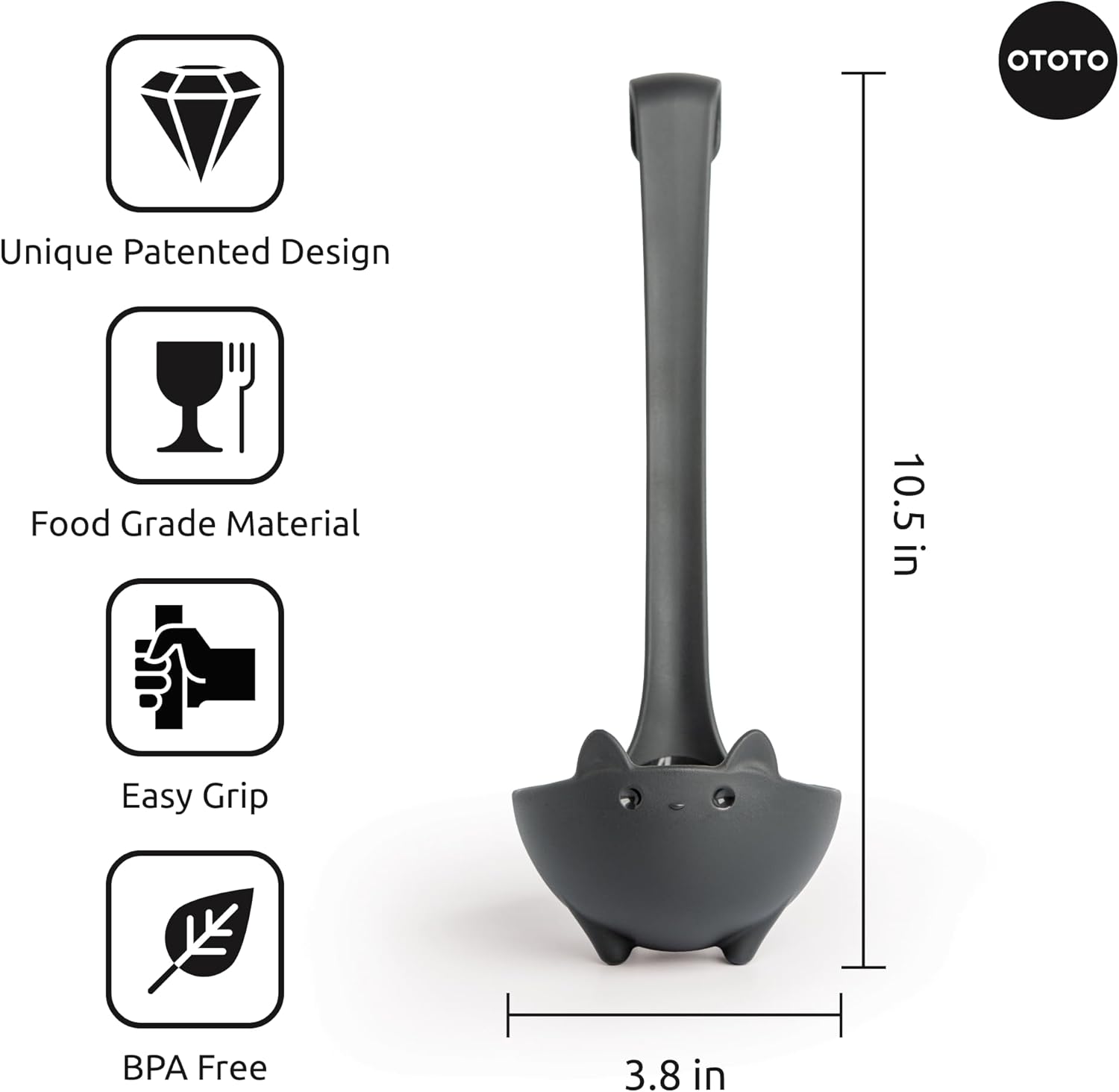 OTOTO Katie Cat Soup Ladle - Black Kitten Kitchen Utensil with Tail Handle | Cute & Functional Cat Kitchen Accessory | Heat Resistant & BPA-Free | Perfect Gift for Kitty Lovers & Home Cooks | TikTok Must-Have | Funky Kitchen Supplies | Kitchen Accessories