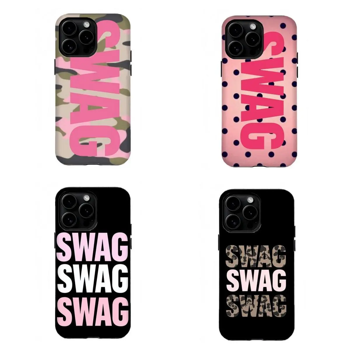 Trendy Y2K SWAG Phone Case Y2K Camo & Polka Dot Aesthetic Phone Case Compatible for iPhone 17 Promax 16 15 14 13 12 11 and for Samsung S21-S25 Perfect Gift for Fashion Girl Women