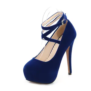 Ultra-Lift Suede Cross Strap Platform Heels