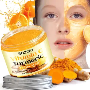 ROZINO Vitamin C Turmeric Facial Mask - Elasticity & Hydration Care - Reduces Sagging & Dullness - Moisturizing & Purifying Skin - 50g