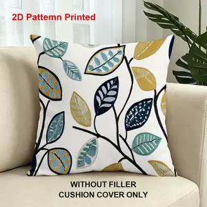1pc, Minimalist Natural Style Pillow Cover, Embroidered Pattern Leaf Geometric Design Pattern Double-sided Printed Pillow Cover, Suitable for Everyday Bedroom, Living Room, Sofa, Bed Elegant Home Embellishment Cushion Pillow Cover (No Pillow Core)