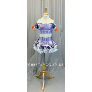 Purple Plaid Tutu Set with Orange Accents-Chef Inspired - Rhinestones