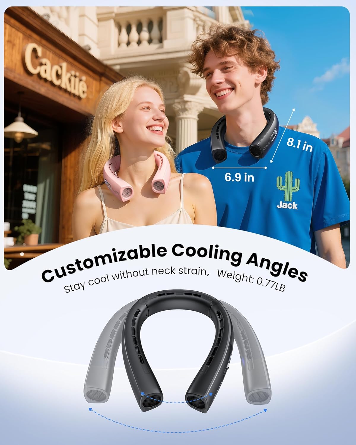Gaiatop Portable Neck Fan, 40° Stretch Neck Cooler with 360° Surrounding Cooling, 1-100 Speed Scroll Switch Hands Free Personal Fans H1 Turbo Mode for Outdoor Travel Office Gym Gifts for Dad Mom Valentine's Day gift