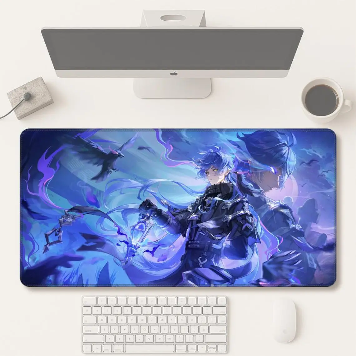 Genshin Impact Flins Large Gaming Mouse Pad , Anime Desk Mat, Extended Keyboard Pad for Gamers & Fans Gift