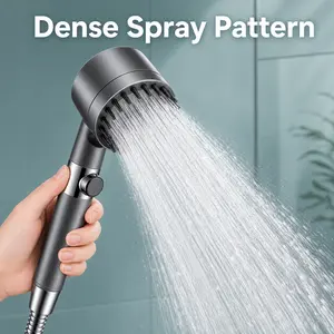 Modern Bathroom Essential: 4-Mode High Pressure Handheld Shower Head with Scalp Massage & One-Hand Control – Rain/Mist/Jetting – NOT for Tankless Heaters – American Design for Home Spa & Pet Wash bracket