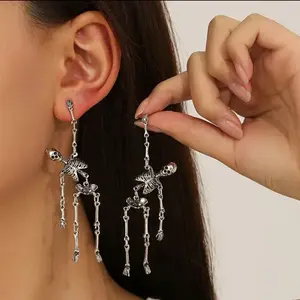 Halloween Skeleton Drop Earrings Spooky Cute Dangle Jewelry for Halloween Accessories