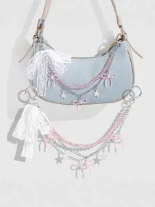 New lace bow pendant, silver minimalist and personalized bag charm, high-end realistic bow pendant, sweet and girlish bag charm, silver chain pendant, Sparkly bag charm