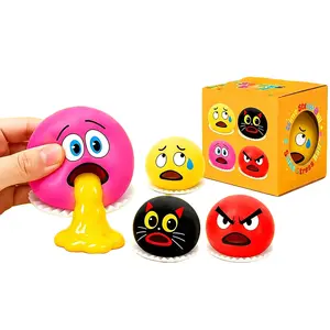 4pc Funny Vomiting Egg Stress Ball, Squeeze to Vomit Slime Prank Toy, Squishy Anxiety Relief Fidget Toy for Kids Adults, ViralStress Relief Prank Toy