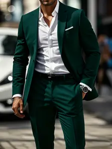 Men'S High-End Two-Piece Set, Gun Flap Lapel Suit Jacket + Pants for Formal Wear, Wedding, Work Attire, Holiday Gift, Wedding Attire, Wedding Outfit, business casual outfits suits work christmas party outfits