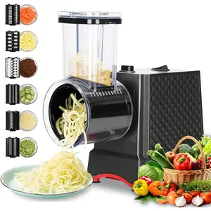 Electric Cheese Grater, Electric Slicer Shredder with 6 , 250W Salad Shooter, Enlarged Inlet and Dispenser, Automatic Vegetable Slicer for Cheeses, Fruits, Vegetables