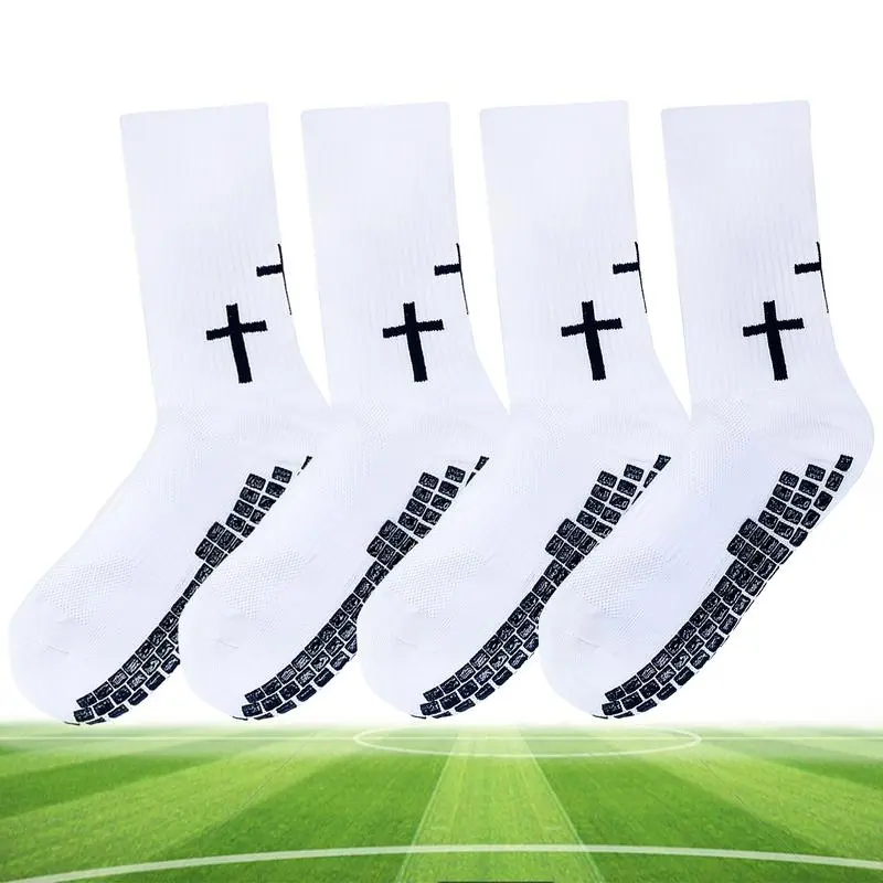 Cross Grip Soccer Socks for Men Women Youth US 6-13 Breathable Mesh Fabric Anti-Slip Glue Points Ergonomic Design Ultimate Comfort Performance Elastic Cuff, Sport Socks, Soft Breathable Socks