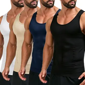Men's High-Waisted Compression Vest, Smooth Sleeveless Tummy Control Body Shaper, Breathable Soft Elegant Tank Top for Gym Fitness