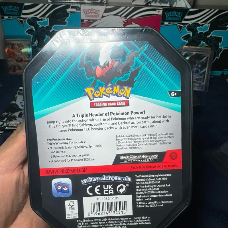 Pokmon Triple Whammy Tin Darkrai Series Collectible Box with Special  Darkrai Card and Packs Paradox Rift Obsidian Flames Scarlet Violet - TikTok  Shop