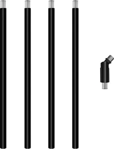 4 Pieces 12-inch M10 Threaded Extension Poles Lighting Fixture Downrods Stems & 180 Degrees Sloped Ceiling Adapter Kits for Pendant Light, Island Lighting, Chandeliers (Black)