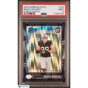 2024 Panini Donruss Optic Brock Bowers Purple Shock #215 PSA 9