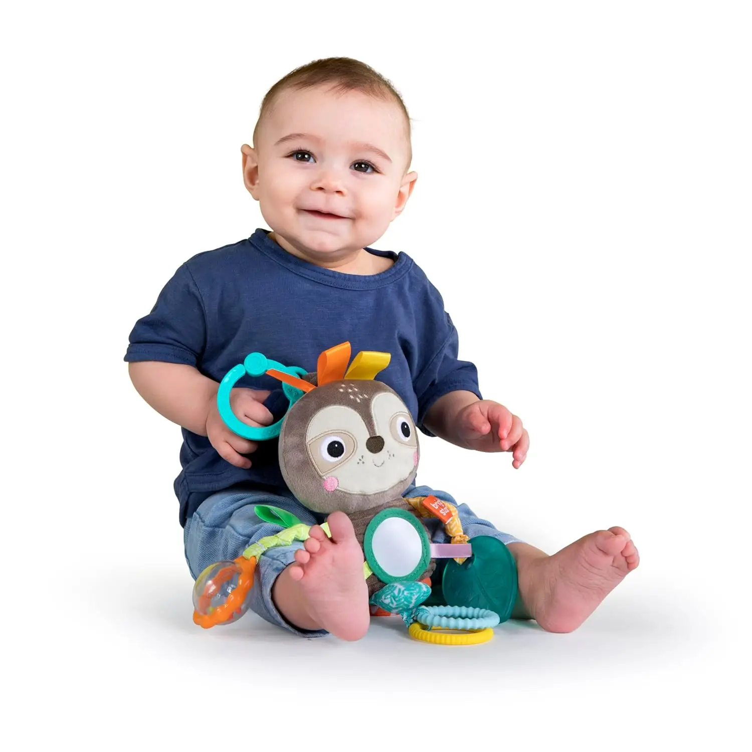 Baby Teether Rattle Toy - Soft Giraffe Plush with Crinkle Squeaky Sound, Sensory Shaker for Newborns 0-12 Months, Infant Learning and Travel Stroller Toy