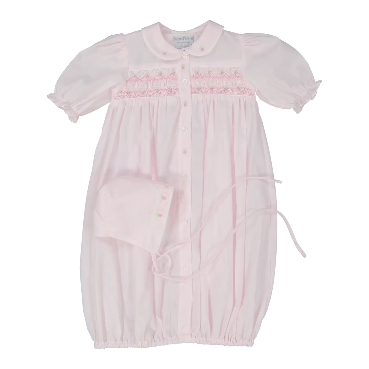 Preemie Rosebud Smocked Ribbon Take Me Home Gown with Bonnet