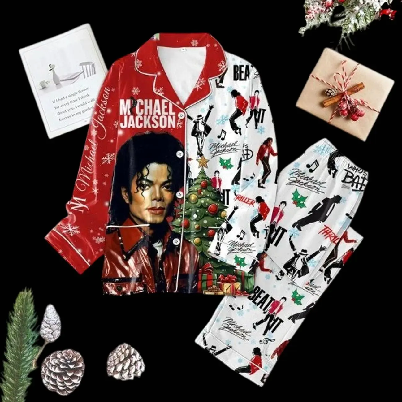 Michael Jackson Moonwalkers 2024 Christmas Polyester Pajamas Se