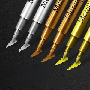 12pcs/set brush metal marker pen, Golden, Silvery, Copper, Permanent Art Paint Marker, Craft Scraping, Fabric, Professional Art Supplies