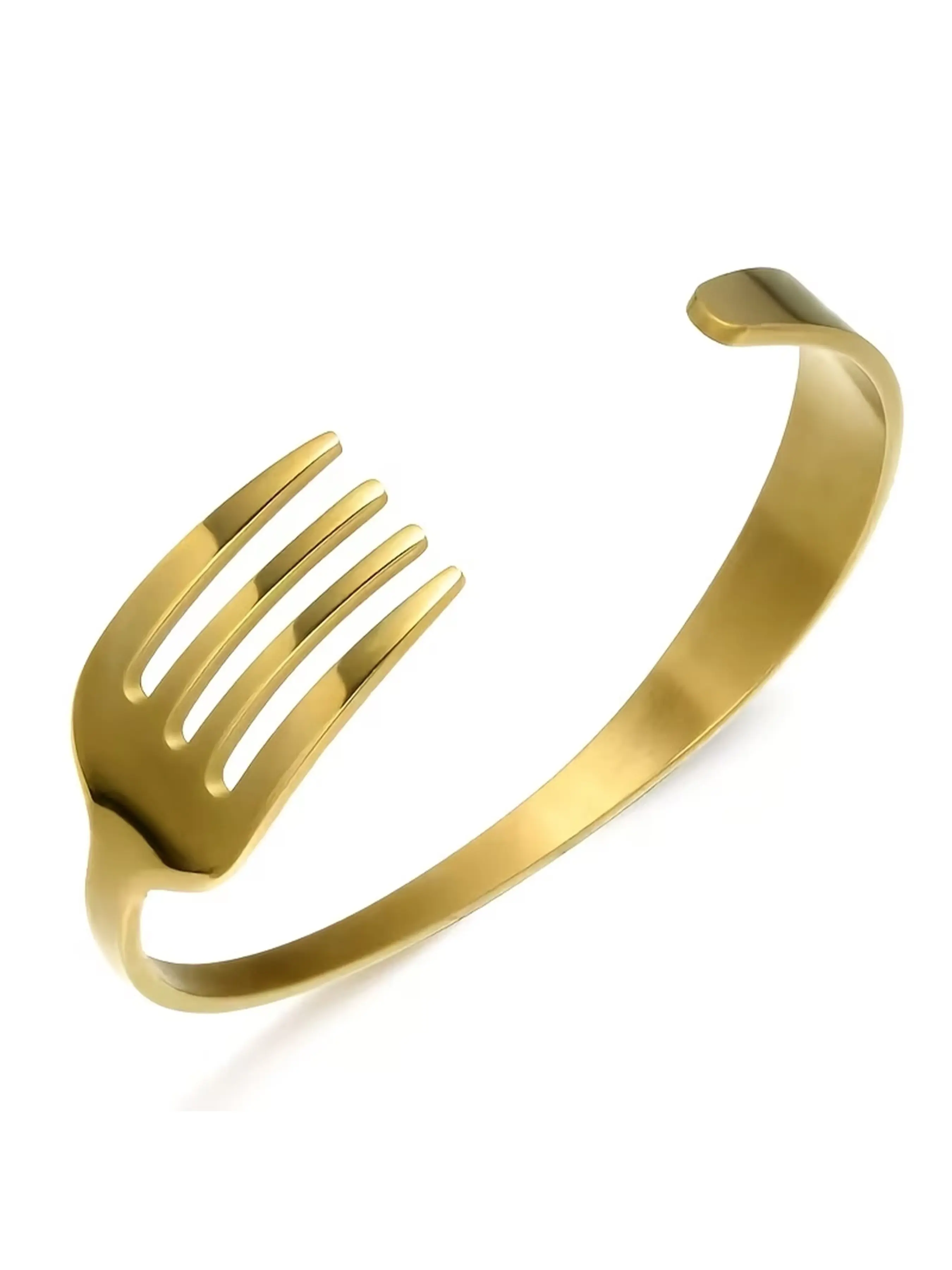 Unisex Stainless Steel Fork Open Hand Bracelet, Simple Design Friendship Jewelry, Durable Accessory for Men and Women, Unique Gift Idea
