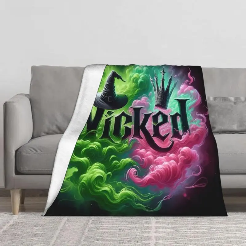 Wicked Anime-Themed Flannel Blanket - Vibrant Witch Motif Design, Soft Texture All-Season Throw for Living Room, Sofa - Multi-Purpose Home Decor Accessory for Office, Travel