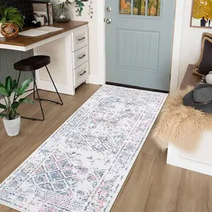 【GARVEE】Moroccan Boho Runner Rug 2x6 Washable Rug Vintage Hallway Runner Rugs Non Slip Entryway Runners Retro Distressed Kitchen Rug Soft Low Pile Laundry Rug Runner for Living Room Bedroom Multi