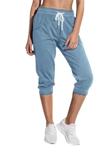 Women's Sweatpants Capri Pants Cropped Jogger Running Pants Lounge Loose Fit Drawstring Waist with Side Pockets