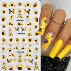 Sunflower Pattern Nail Art Sticker (4 Counts/set), Self Adhesive Matte Finish Nail Decal, DIY Nail Art Decoration for Women & Girls, Nail Stickers