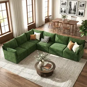 ABCASA L-Shaped Modular Sectional Sofa, Comfy Cloud Large 6-Seater Corner Couches, Deep Seat Chenille Couch for Living Room, Comfortable & Stylish Design summervibes Upholstered Sofas