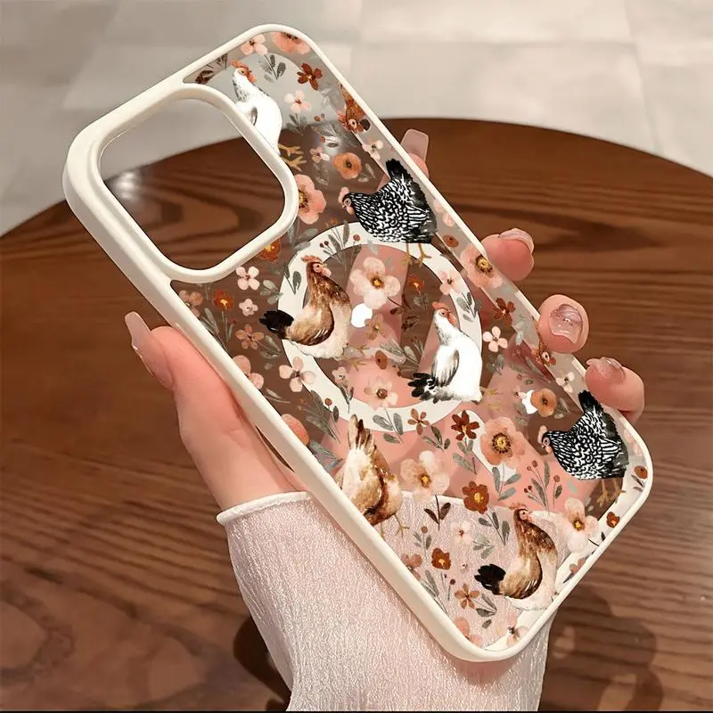 Premium Magnetic Phone Case for iPhone11/12/13/14/15/16//17/Air/promax/Plus Cute Chicken And Floral y2k cased MagSafe Ready, Anti-Fall, Springtok and Ultra-Thin Design| Perfect for Everyday Use Protector Screen Protector Aesthetic Resistance