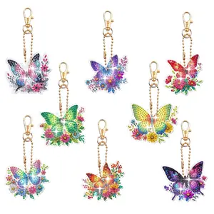 Animals & Fairy Pattern Keychain Kit, 8 Counts/set DIY Diamond Art Colorful Painting Keychain Kit with Making Tools, Creative Diamond Art Craft for Backpack Pendant Decor, Holiday Party Gift for Teens & Adults, Handmade Keychain