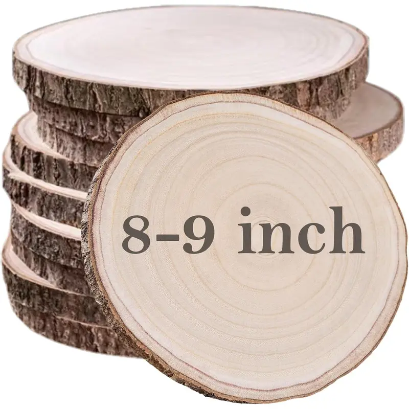 10 count Paulownia Slices 8-9 Inches, Slices for Centerpieces Table Decorations,Unfinished Rounds for Crafts, for Rustic Wedding Decoration Projects