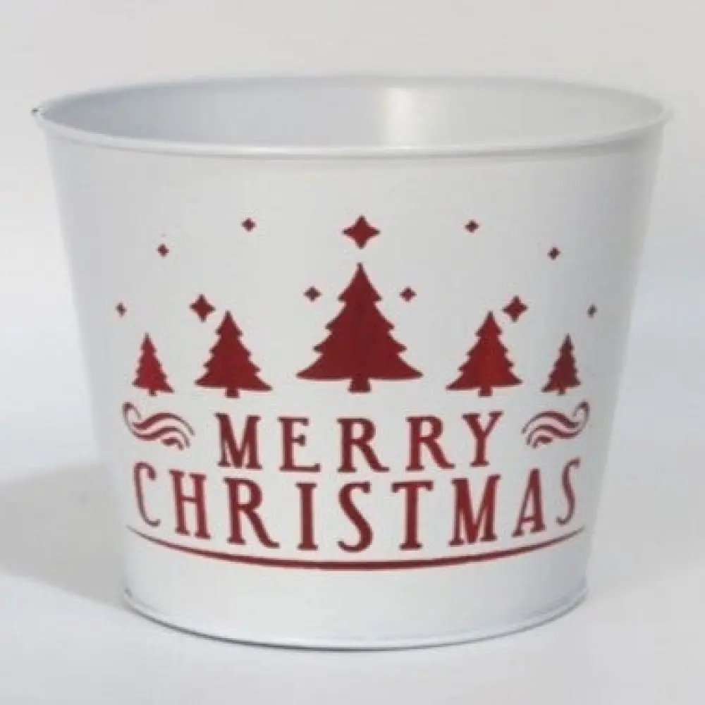MDR Trading Inc. AI-GA3510-1100Q01 Merry Christmas With Red Trees Metal Planter